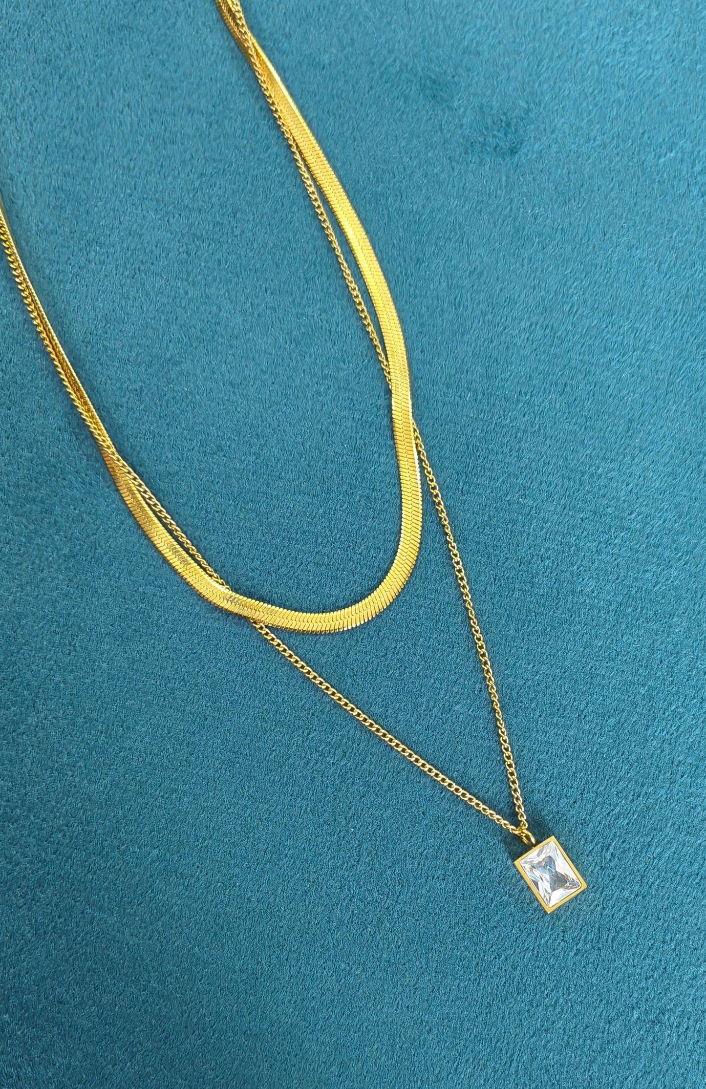 Diamonds and Golden Drops Necklace 18K Gold Plated