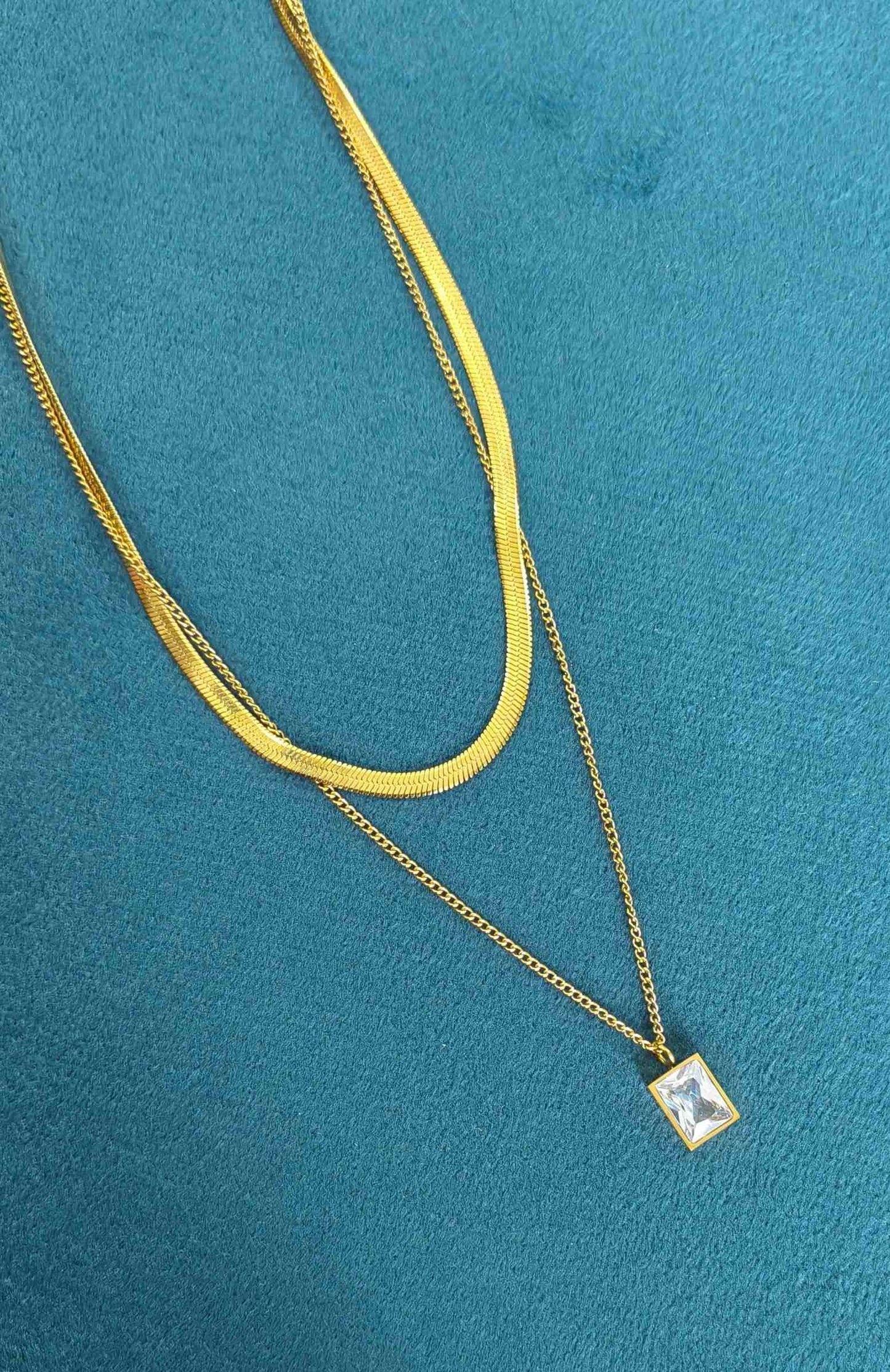 Diamonds and Golden Drops Necklace 18K Gold Plated