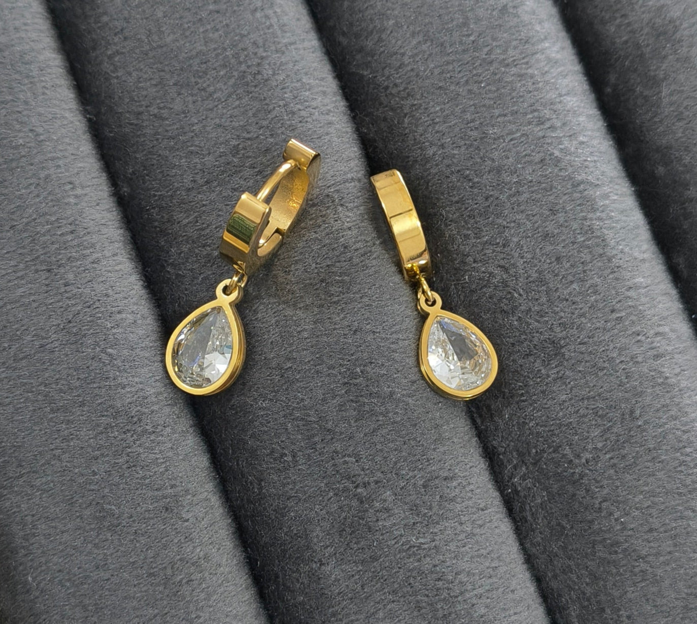 Anti Tarnish Drop Charm Earrings 18K Gold Plated