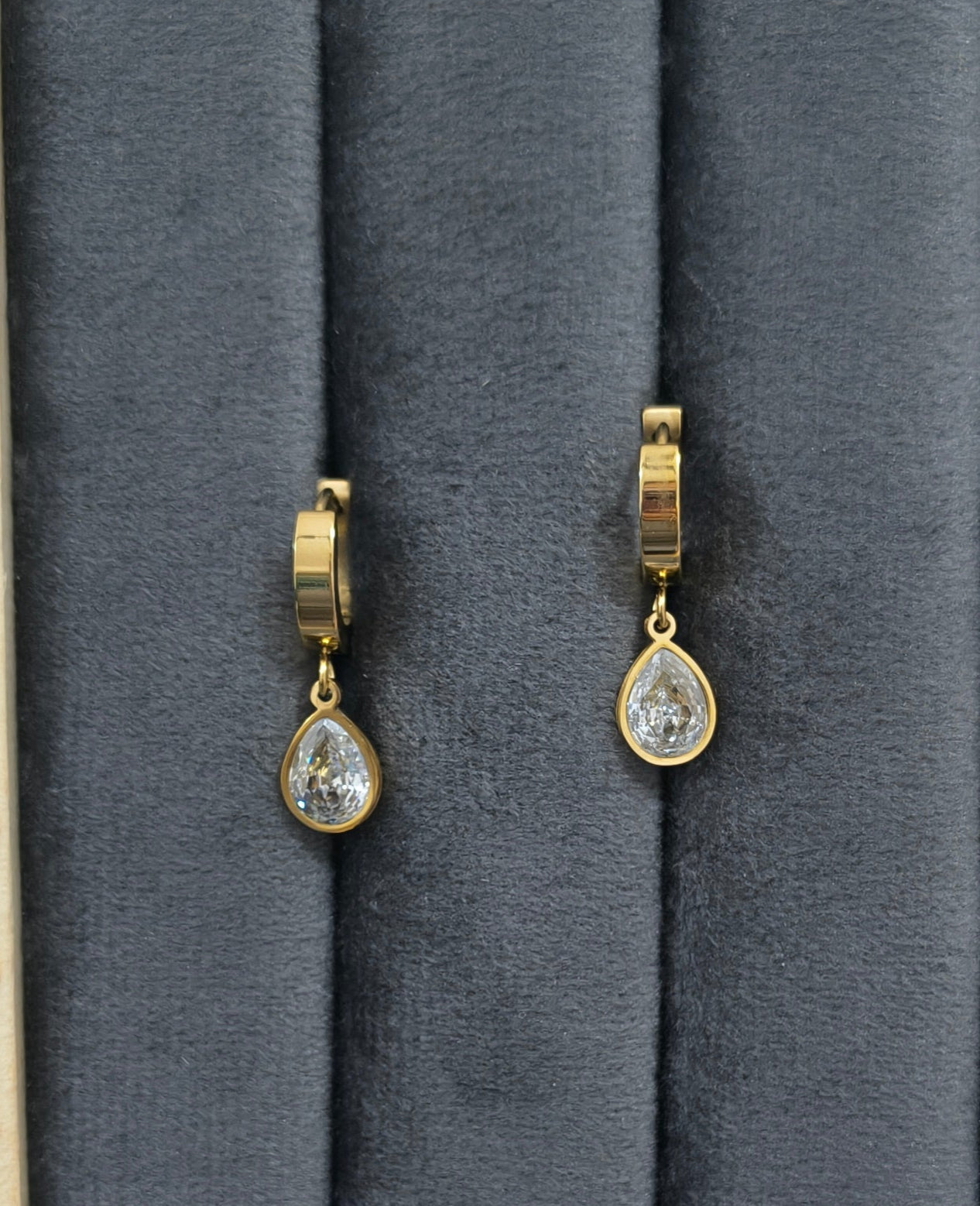 Anti Tarnish Drop Charm Earrings 18K Gold Plated