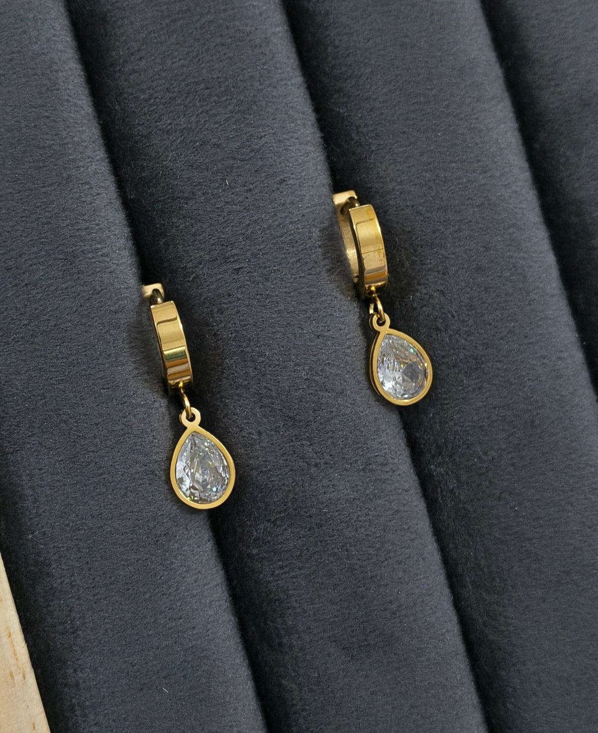 Anti Tarnish Drop Charm Earrings 18K Gold Plated