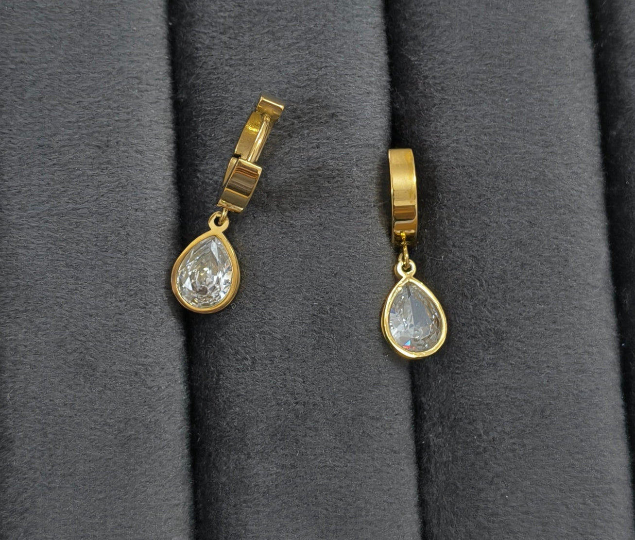Anti Tarnish Drop Charm Earrings 18K Gold Plated