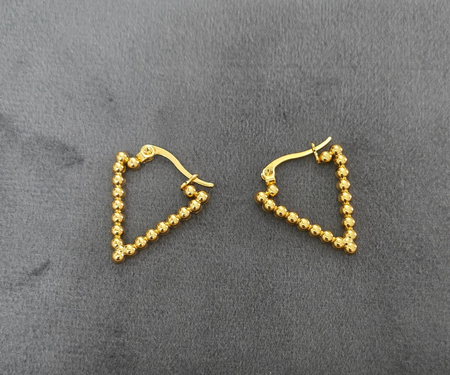 Anti Tarnish Golden Beads Hoop Earrings 18K Gold Plated