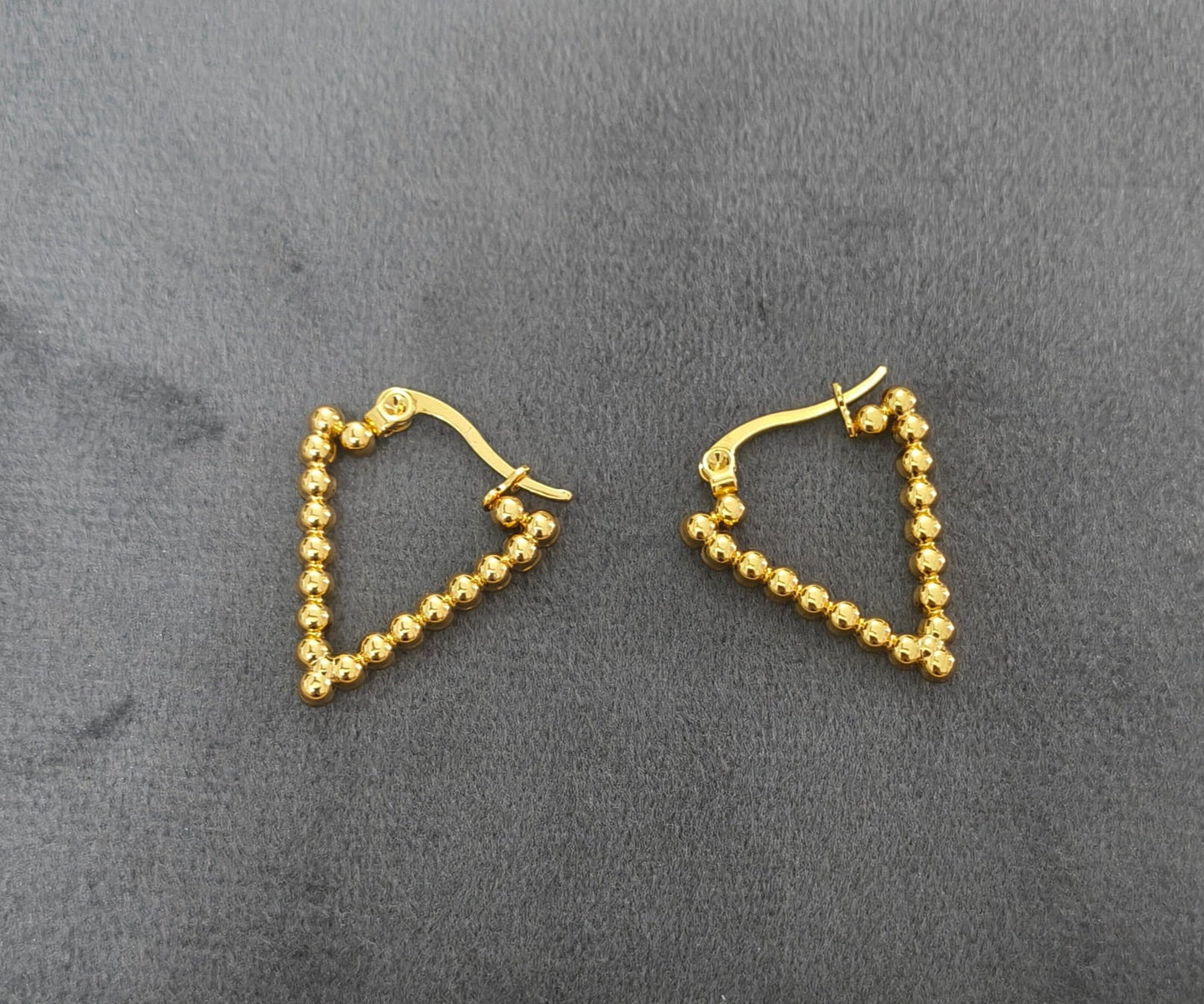 Anti Tarnish Golden Beads Hoop Earrings 18K Gold Plated