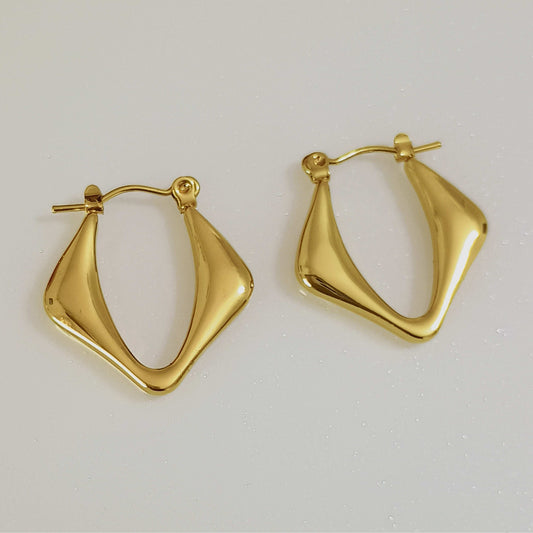 Anti tarnish Golden Geometric Shaped Hoop earrings - Urban Era Jewel
