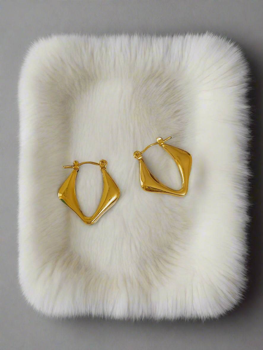 Anti tarnish Golden Geometric Shaped Hoop earrings - Urban Era Jewel