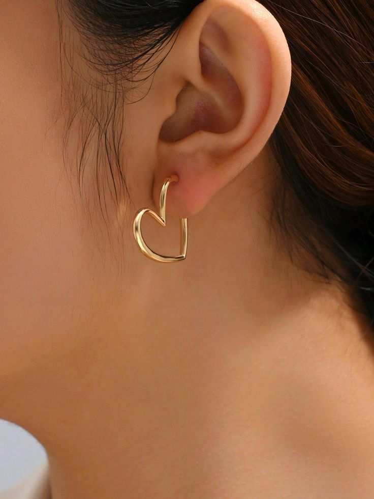 Anti Tarnish Golden Heart Hoop Earrings 18K Gold Plated
