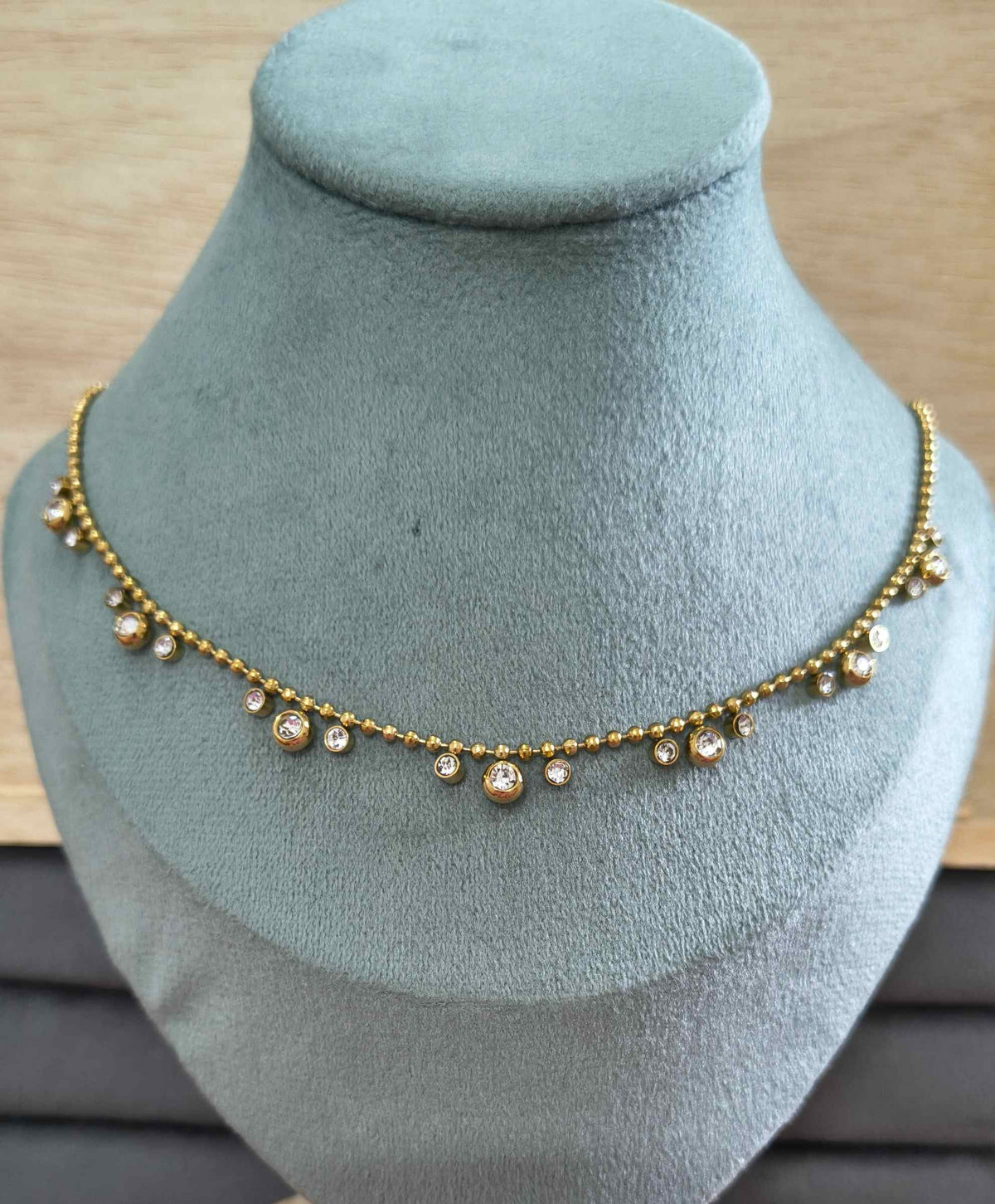 Anti Tarnish Multi Charm Solitaire Necklace 18K Gold Plated