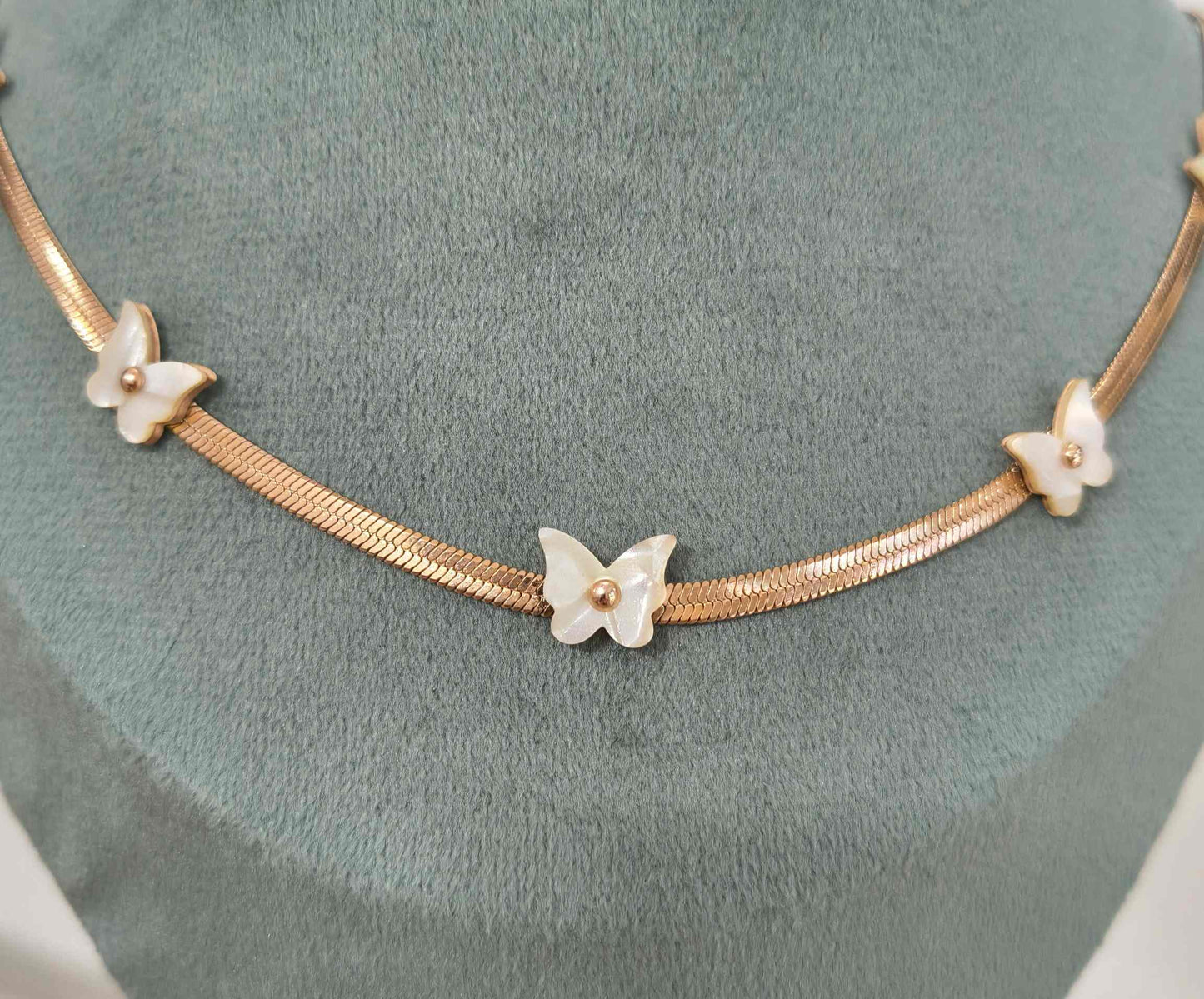Anti Tarnish Necklace Butterfly Snake Chain 18K Rose gold Plated