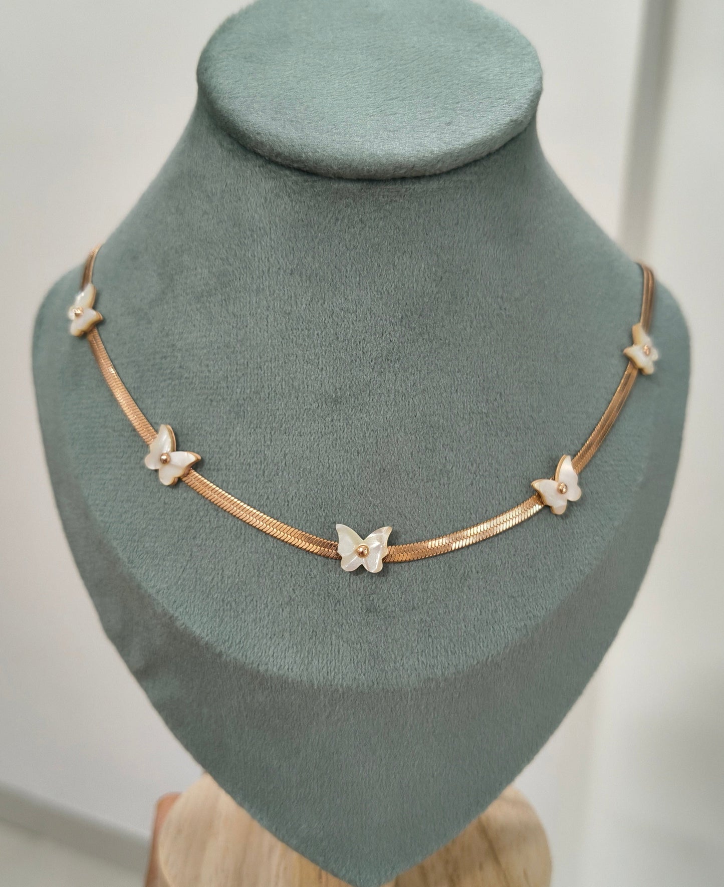 Anti Tarnish Necklace Butterfly Snake Chain 18K Rose gold Plated