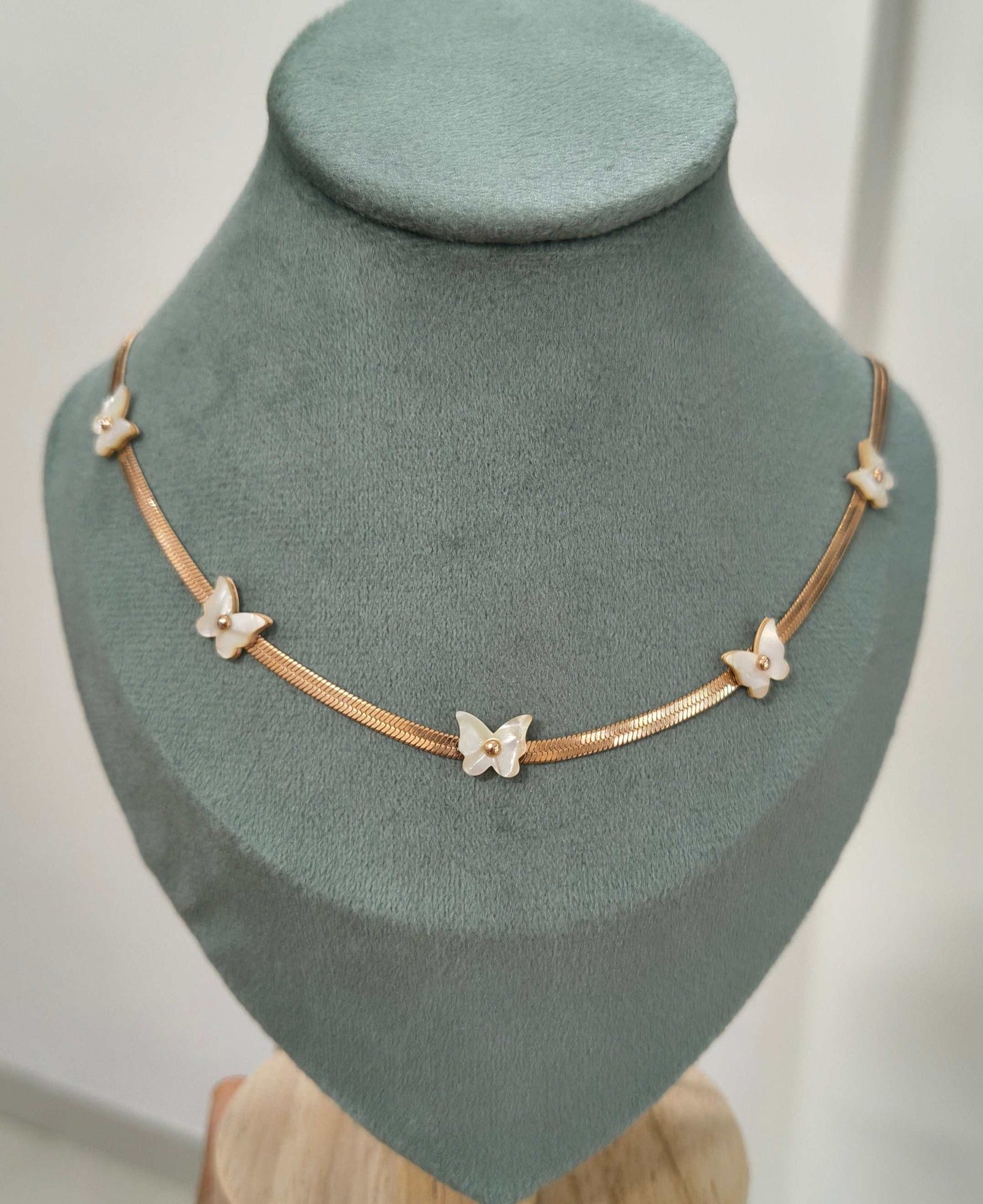 Anti Tarnish Necklace Butterfly Snake Chain 18K Rose gold Plated