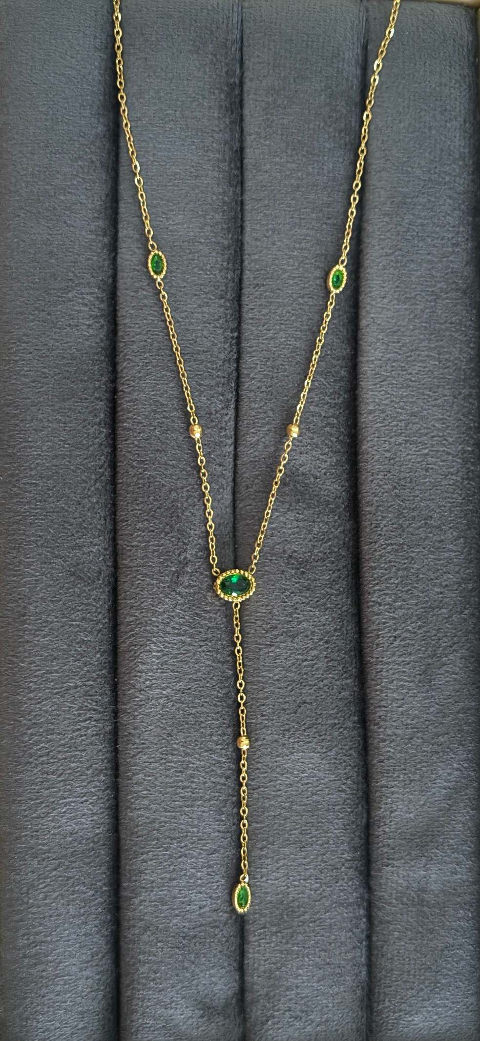 Anti Tarnish Necklace Dainty Charms Y Chain 18K Gold Plated