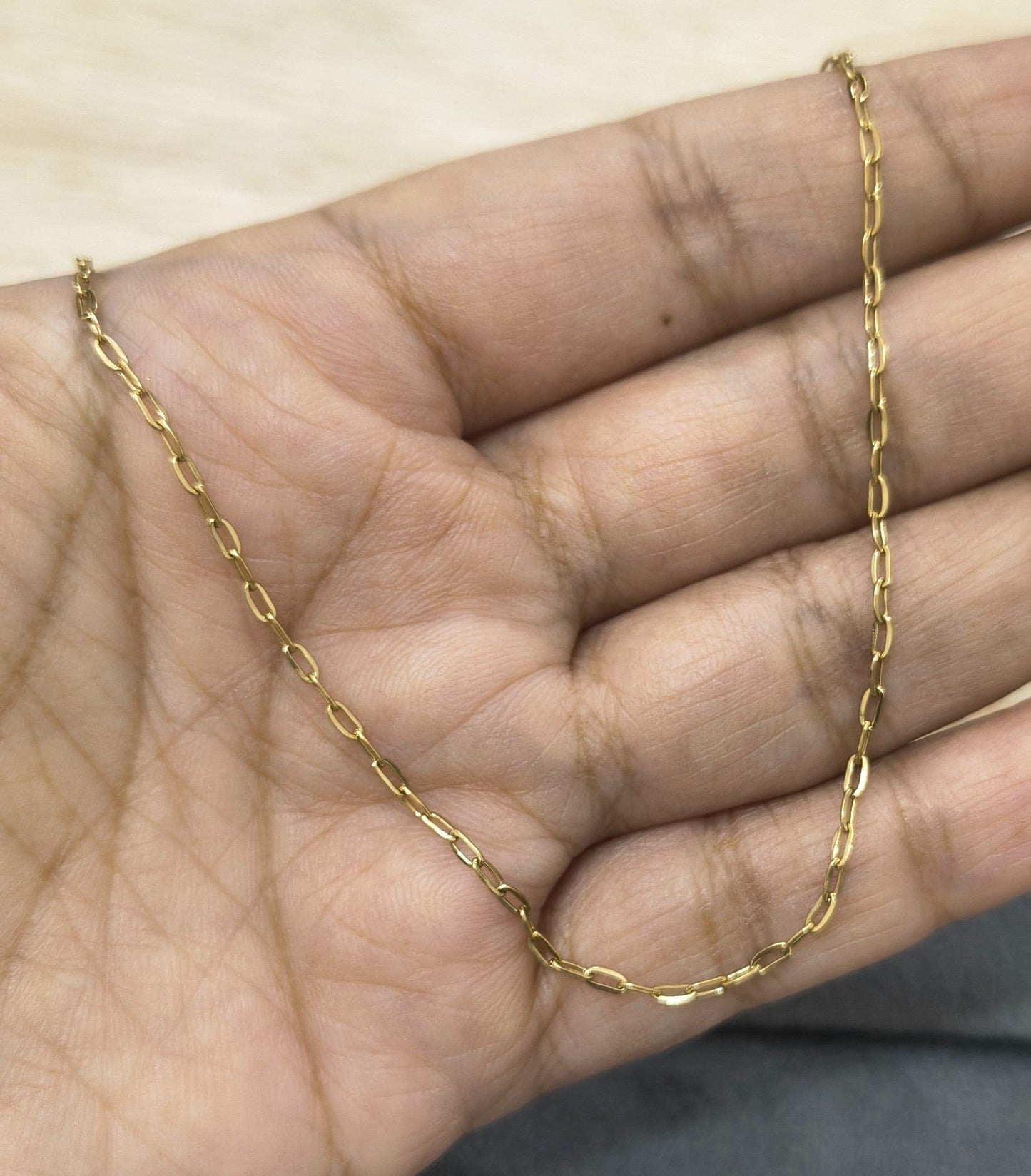 Anti Tarnish Necklace Dainty Paperclip Chain 18K Gold Plated