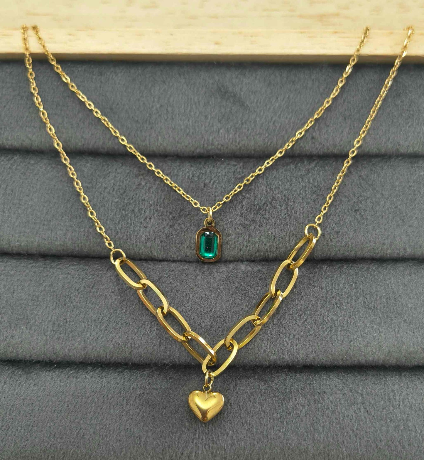 Anti Tarnish Necklace Double Glam Chain 18K Gold Plated
