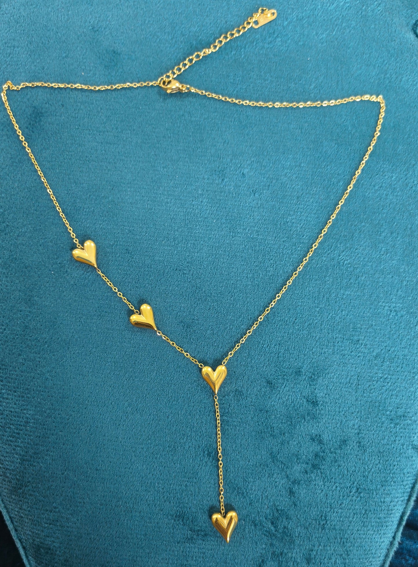 Anti Tarnish Necklace Heart Drop Gold Chain 18k Gold Plated