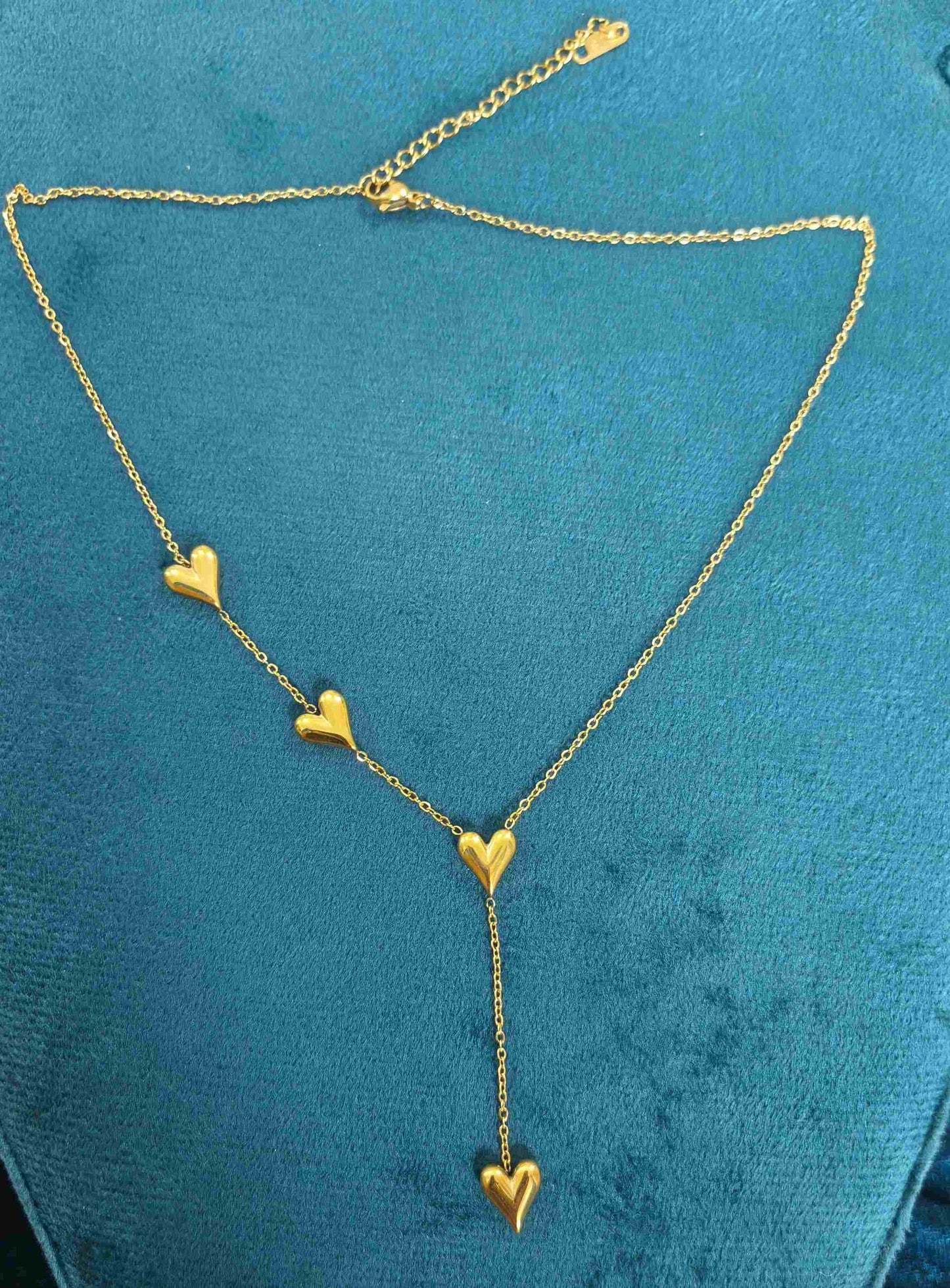 Anti Tarnish Necklace Heart Drop Gold Chain 18k Gold Plated