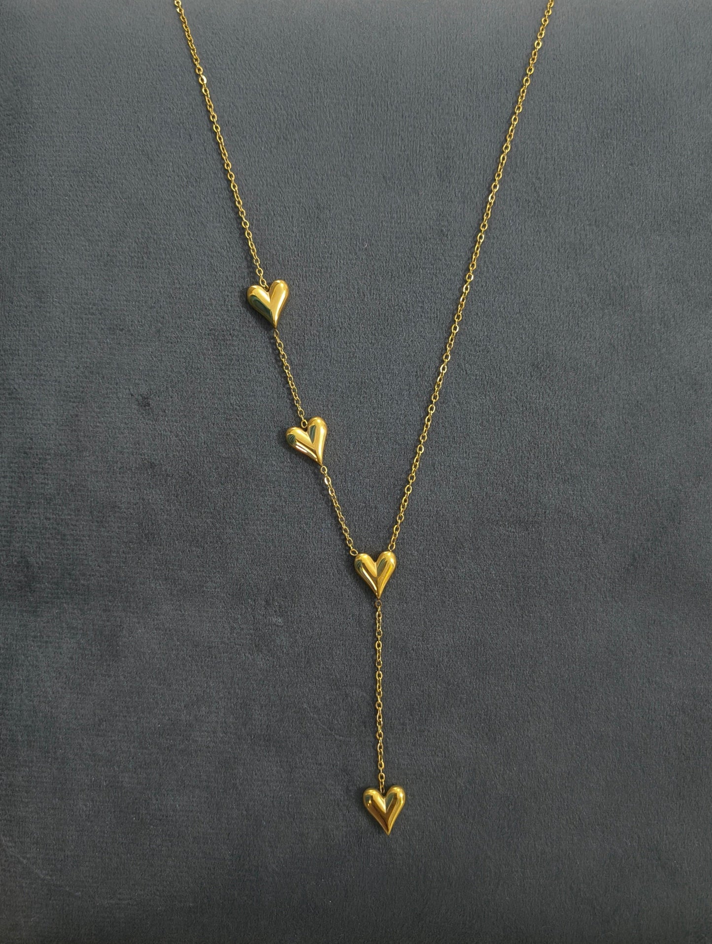 Anti Tarnish Necklace Heart Drop Gold Chain 18k Gold Plated