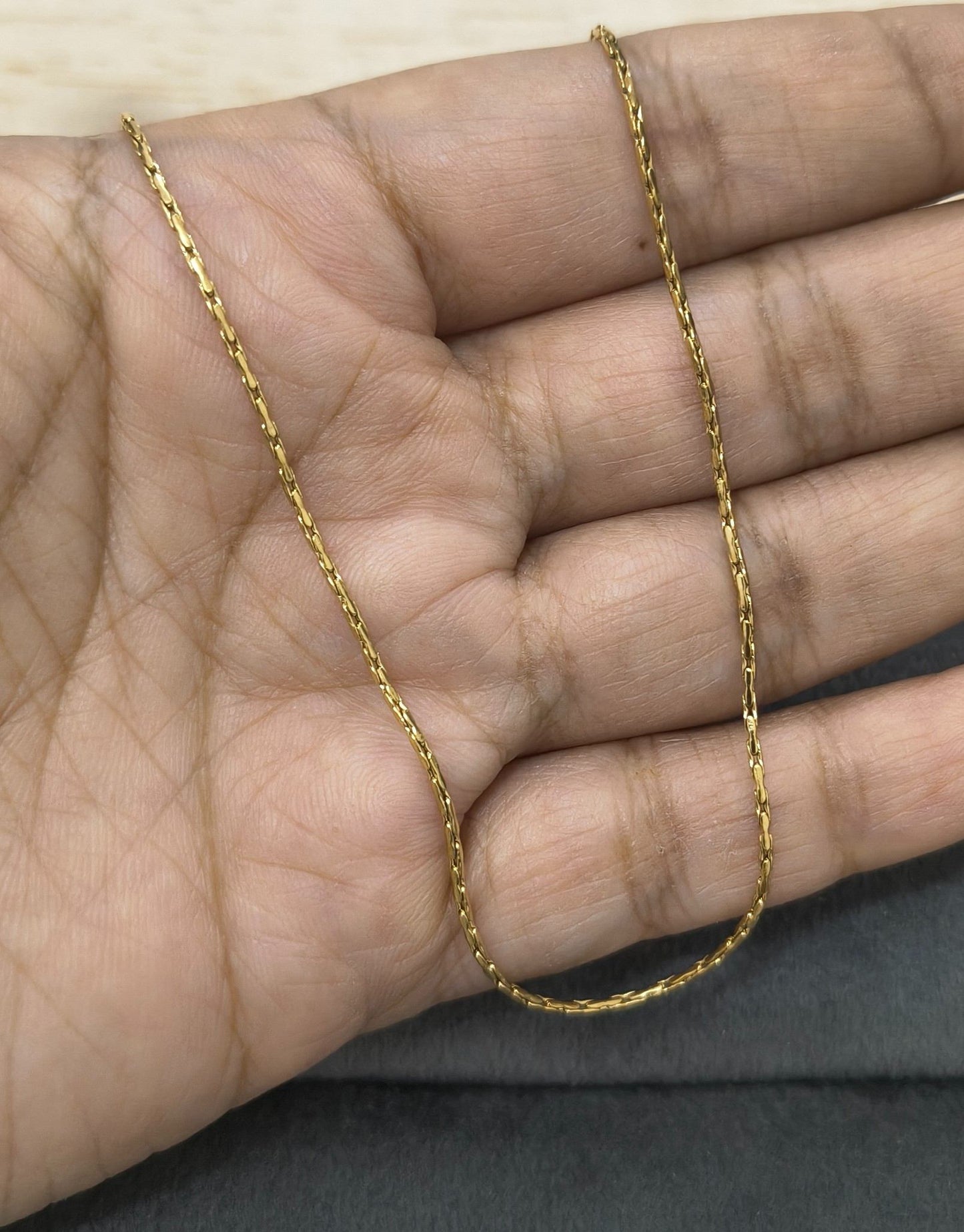 Anti Tarnish Necklace Twisted Thin Chain 18K Gold Plated