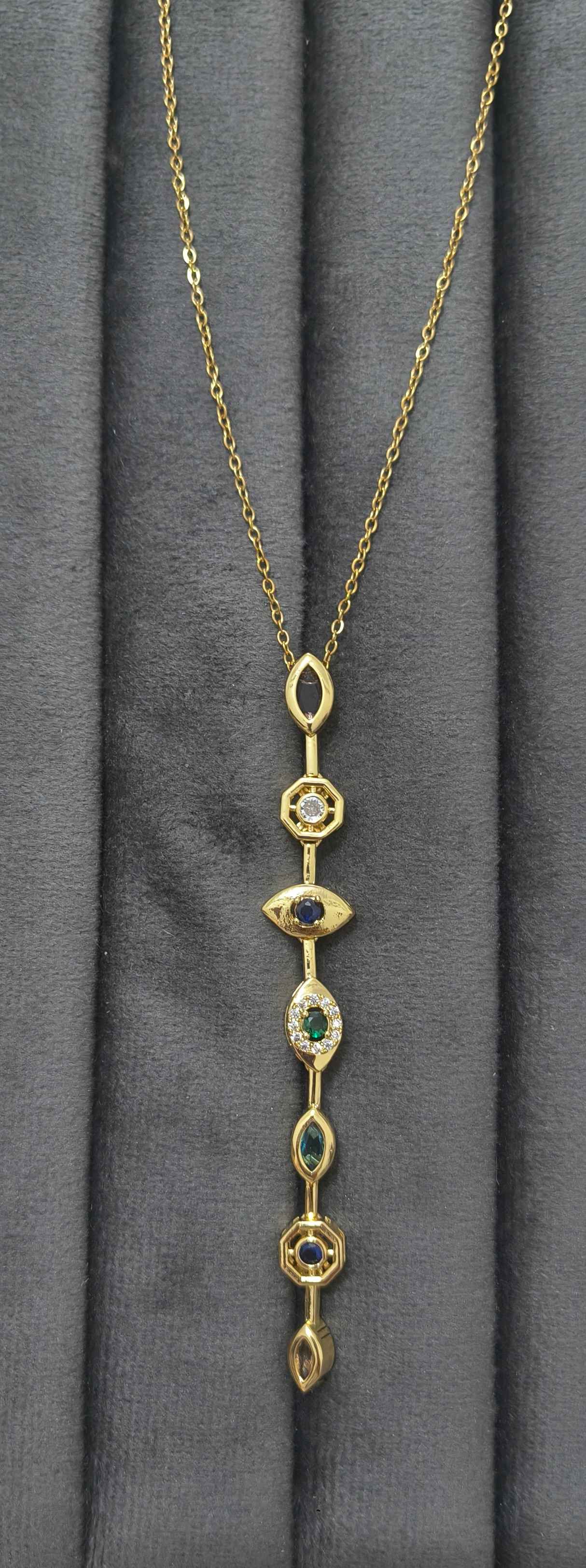 Anti Tarnish Necklace Y Dripping Pendant 18K Gold Plated