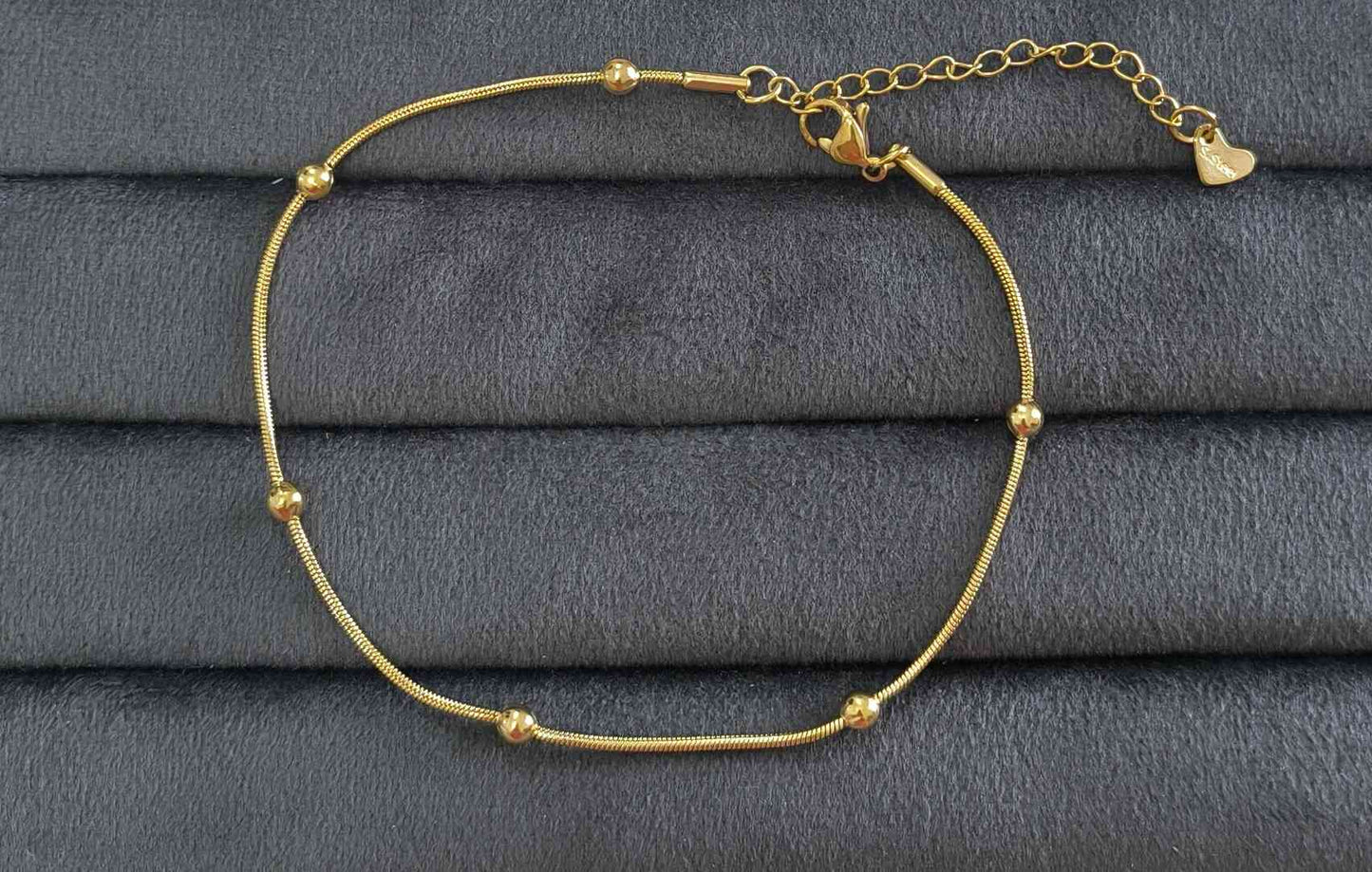Anti Tarnish Premium Bead Chain Anklet 18K Gold Plated