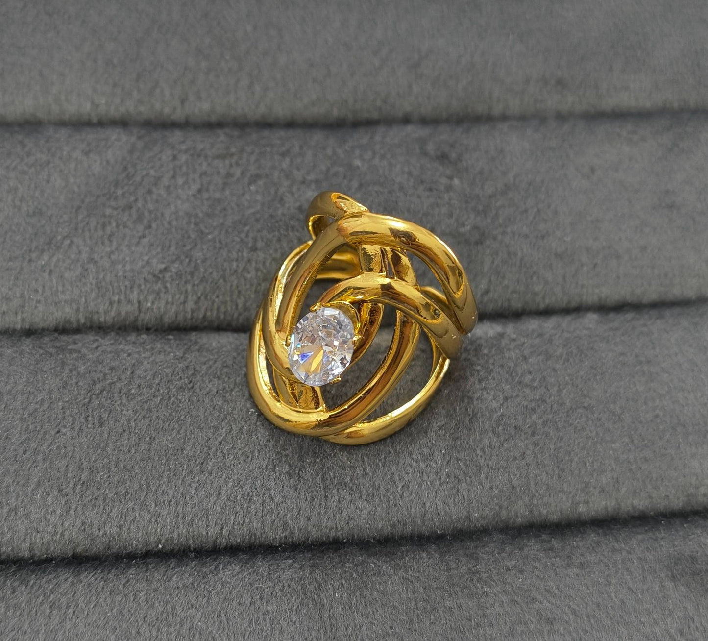Anti Tarnish Ring Aura Wrap Solitaire Ring 18K Gold Plated