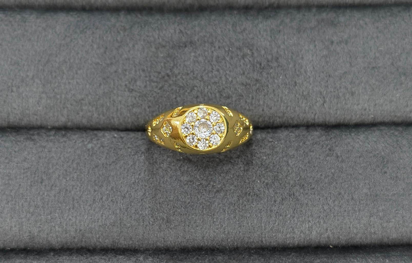 Anti Tarnish Ring Rich Look Diamond 18K Gold Plated