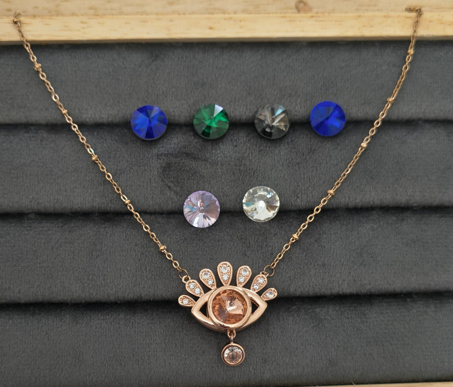 Anti Tarnish Seven Stone Changeable Evil Eye Necklace