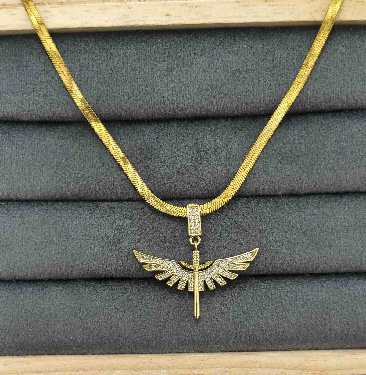 Anti Tarnish Snake Chain Diamond Necklace 18K Gold Plated