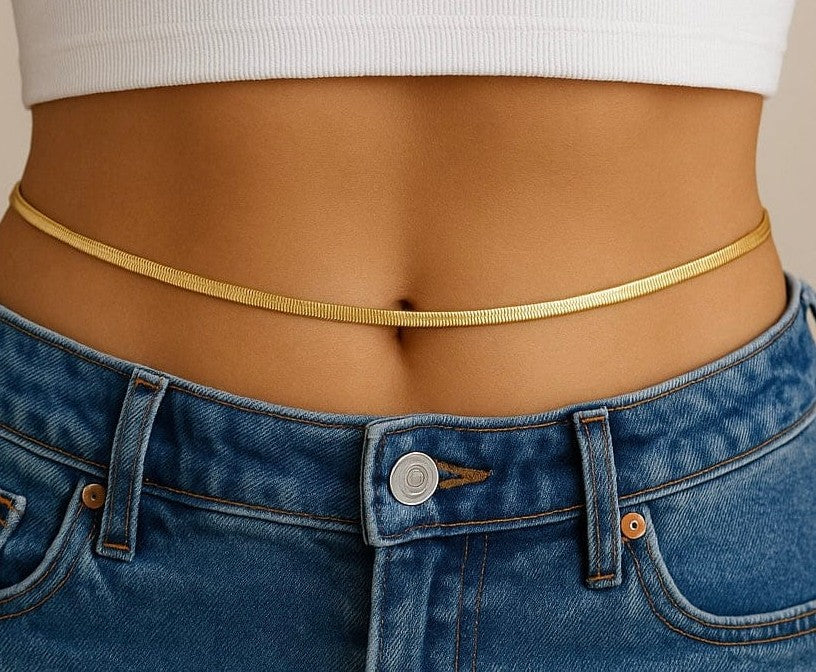 Anti Tarnish Snake Chain Waist Chain 18K Gold Plated