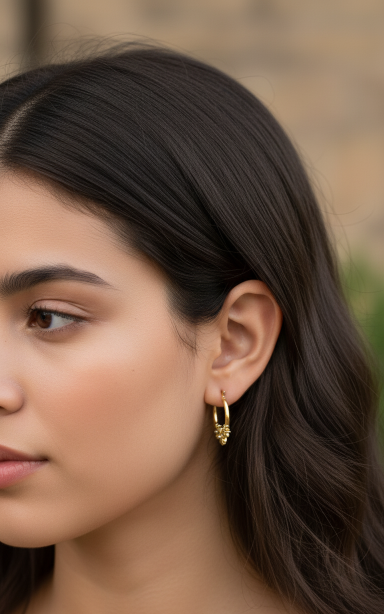 Anti Tarnish Stone Studded Floral Gold Earrings 18K Gold Plated