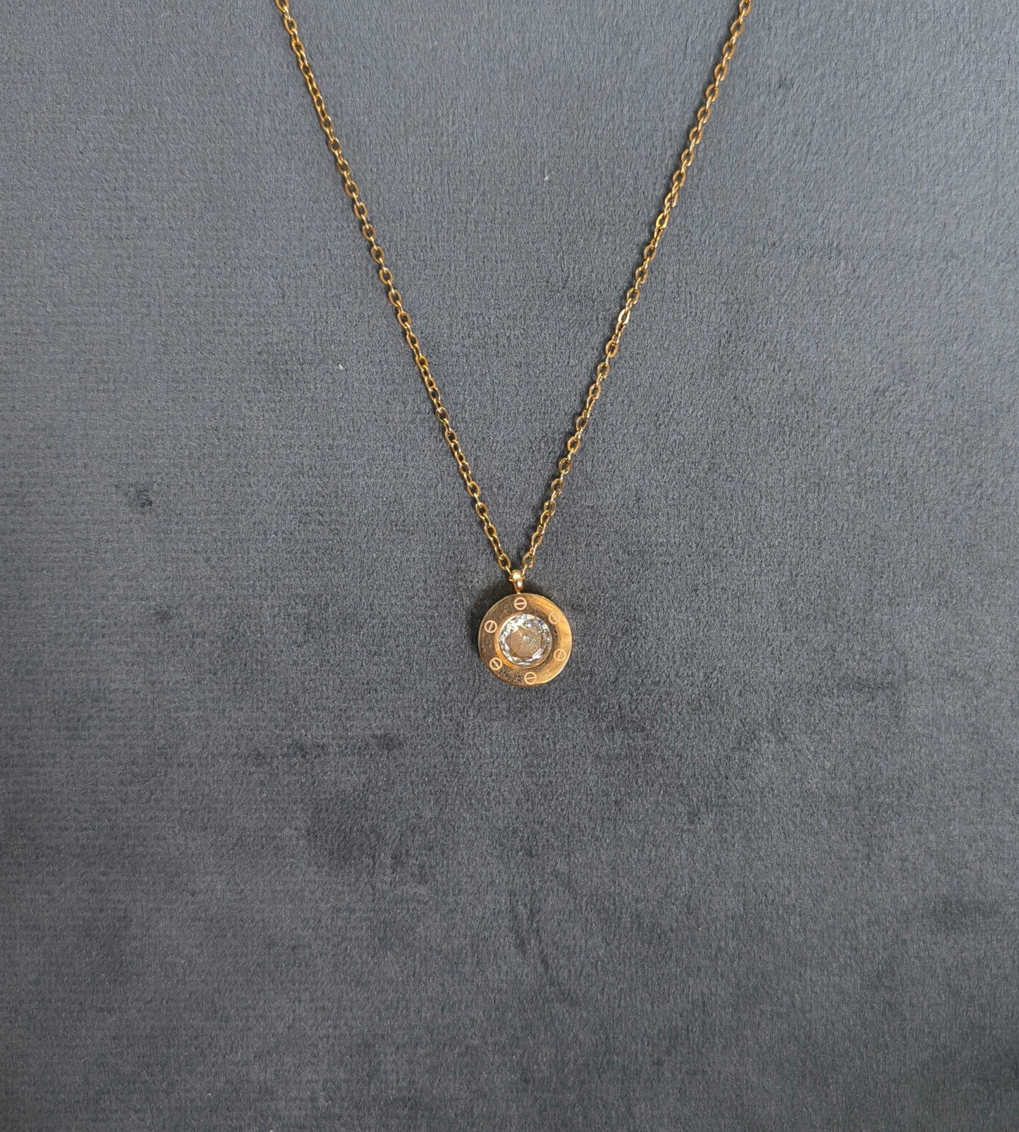 Anti Tarnish Stone Studded Rose Gold Pendant Necklace 18K Plated