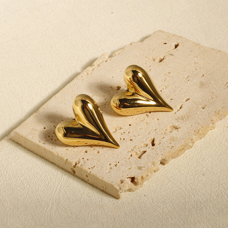 Anti Tarnish Sweet Heart Earrings 18K Gold Plated