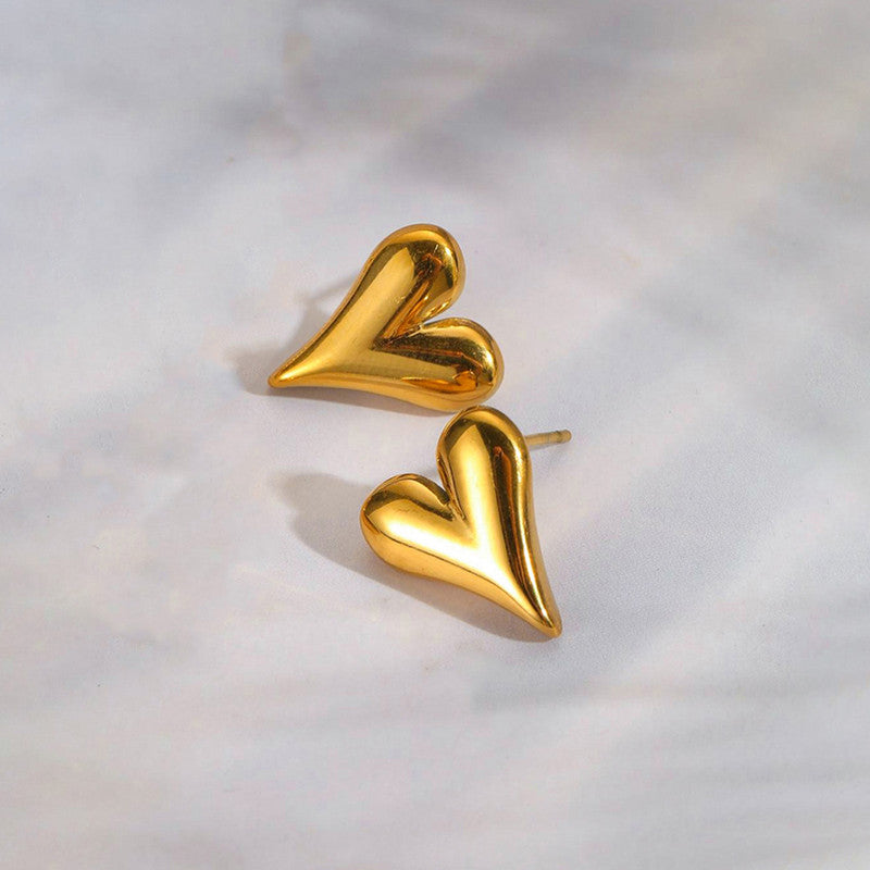 Anti Tarnish Sweet Heart Earrings 18K Gold Plated