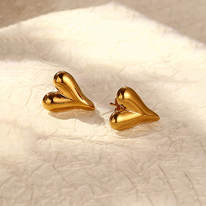Anti Tarnish Sweet Heart Earrings 18K Gold Plated