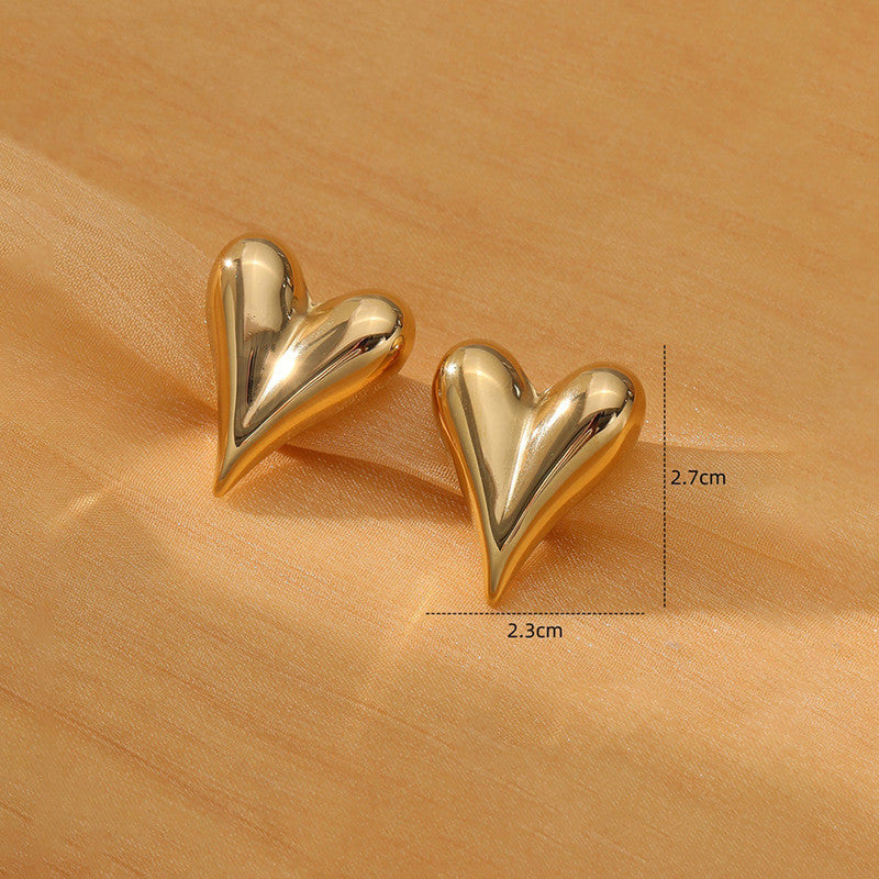 Anti Tarnish Sweet Heart Earrings 18K Gold Plated