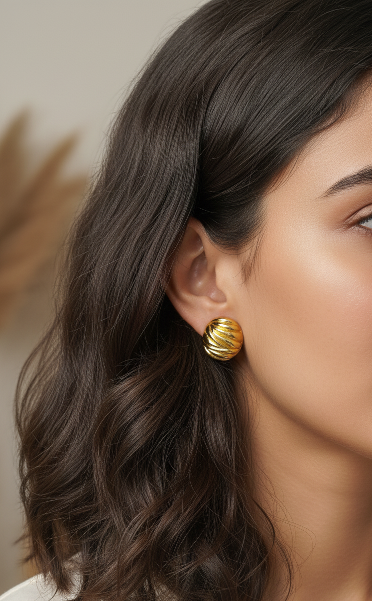 Anti Tarnish Twisted Stud Earrings 18K Gold Plated