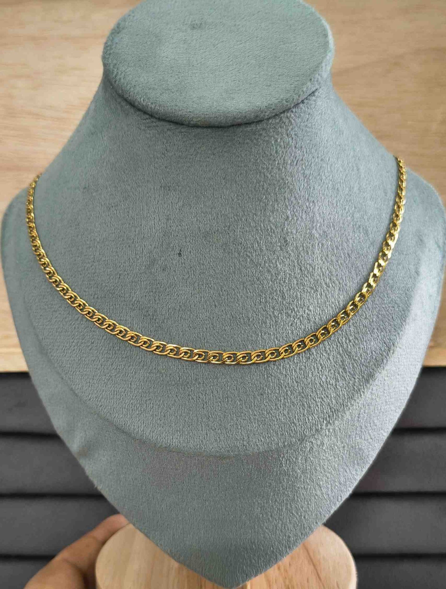 Anti Tarnish Unique Curb Link Chain 18K Gold Plated