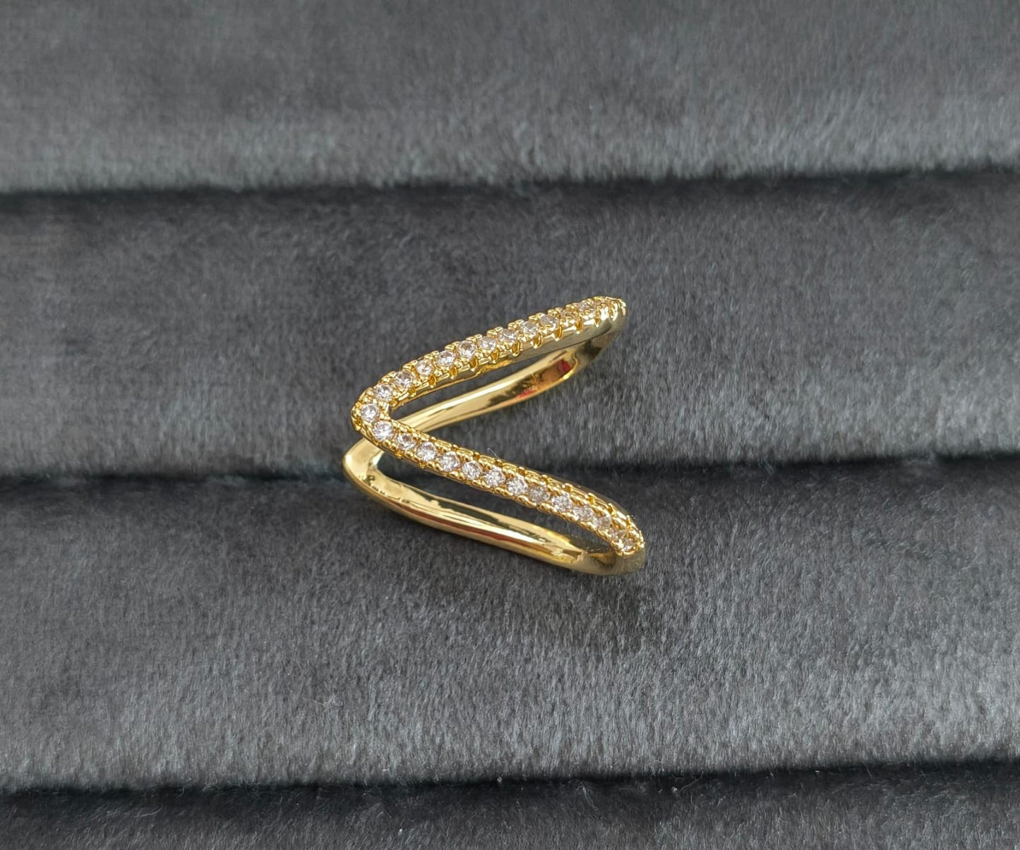 Anti Tarnish V Shape Adjustable Ring 18K Gold Plated