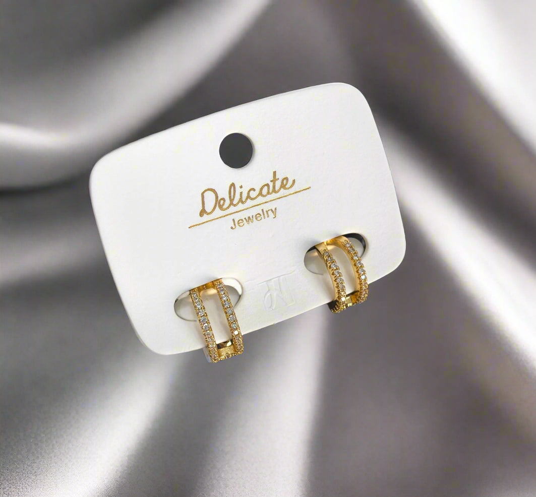 Antitanish Double Line Stone Studded Ear Cuffs 18K Gold Plated