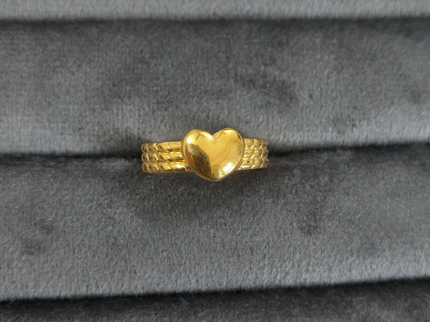Antitarnish Adjustable Golden Heart Ring 18K Gold Plated