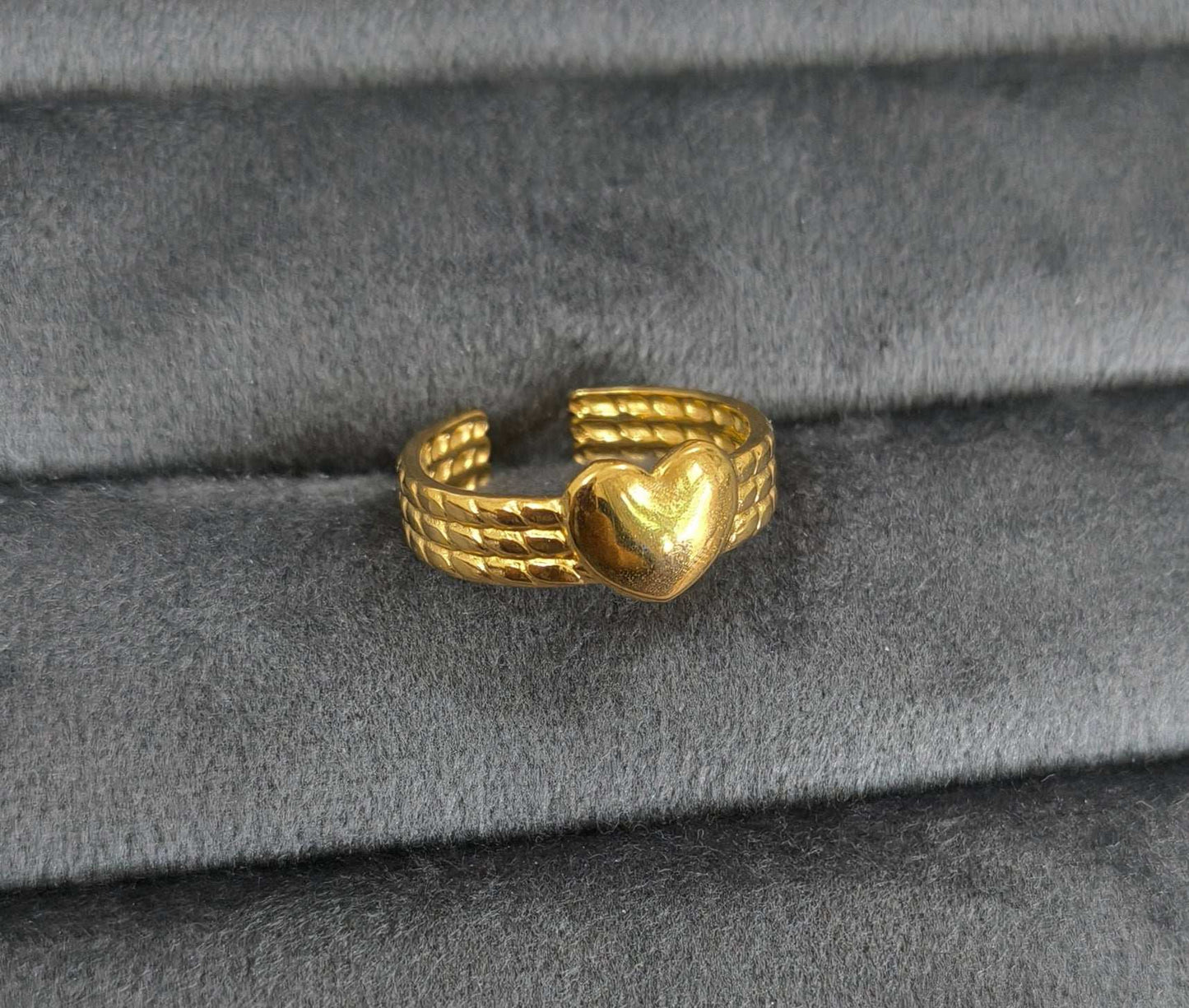 Antitarnish Adjustable Golden Heart Ring 18K Gold Plated