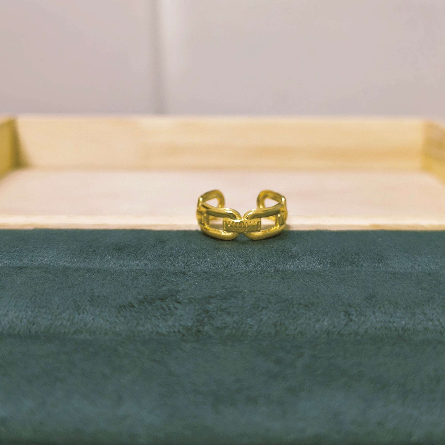 Antitarnish Adjustable Link Style Ring 18K Gold Plated