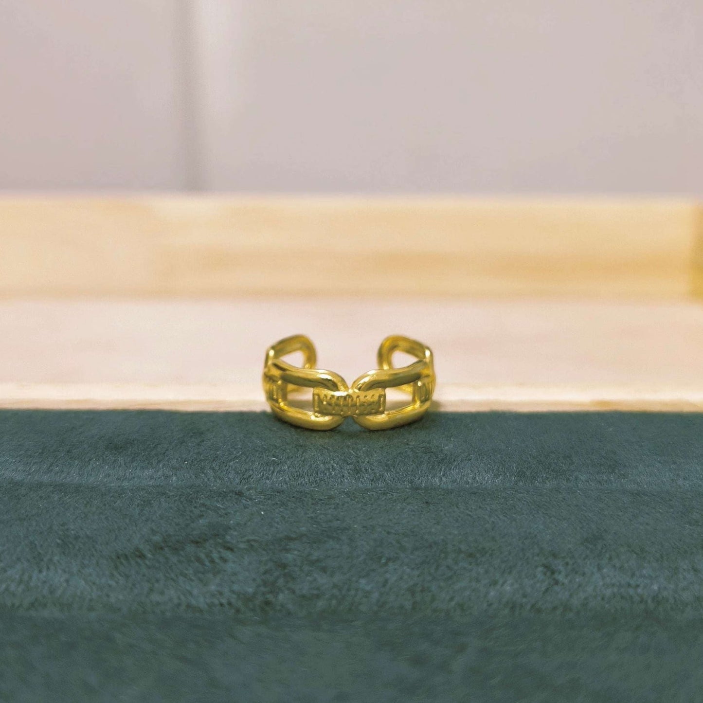 Antitarnish Adjustable Link Style Ring 18K Gold Plated