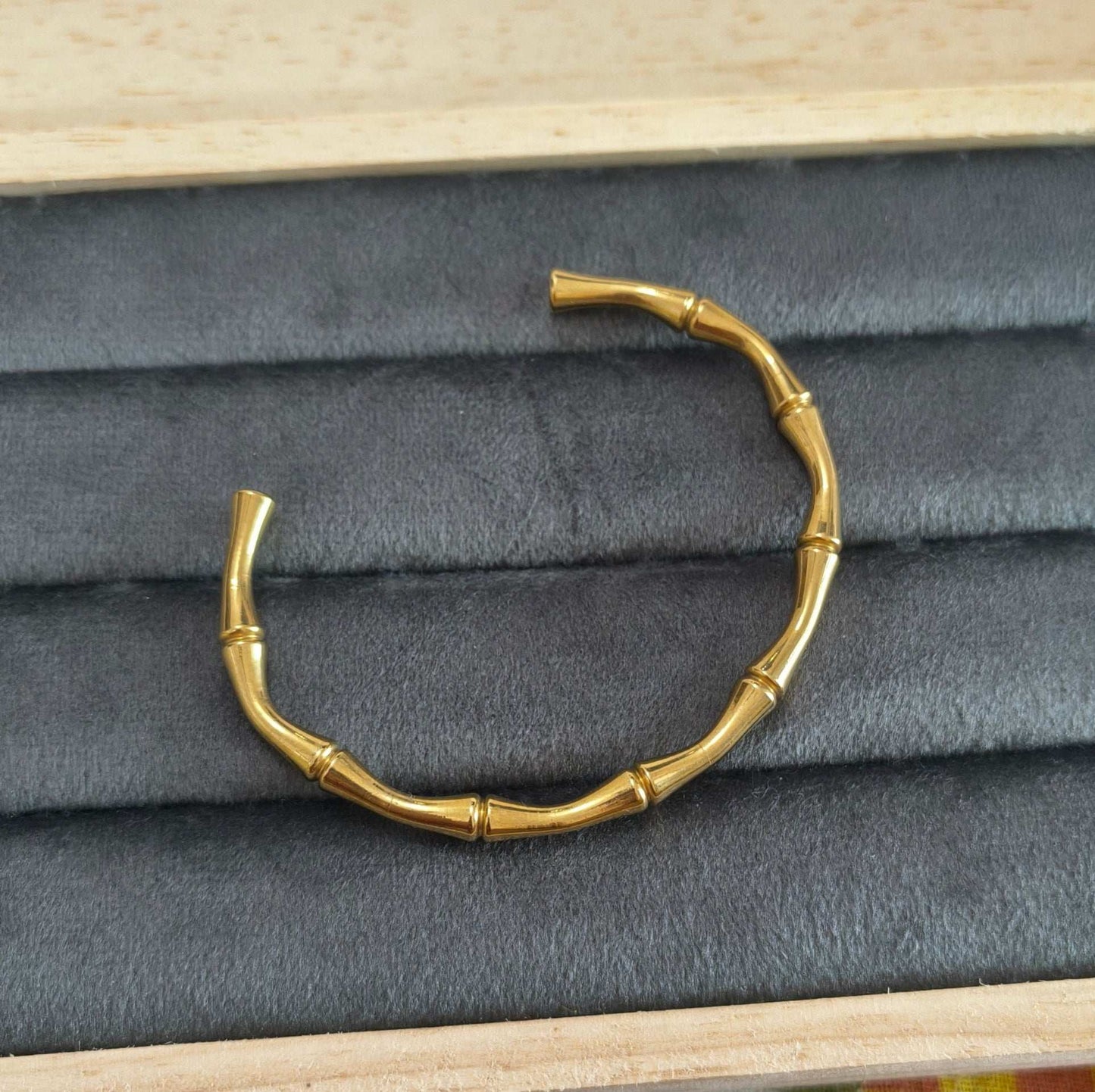 Antitarnish Bamboo Style Bracelet 18K Gold Plated