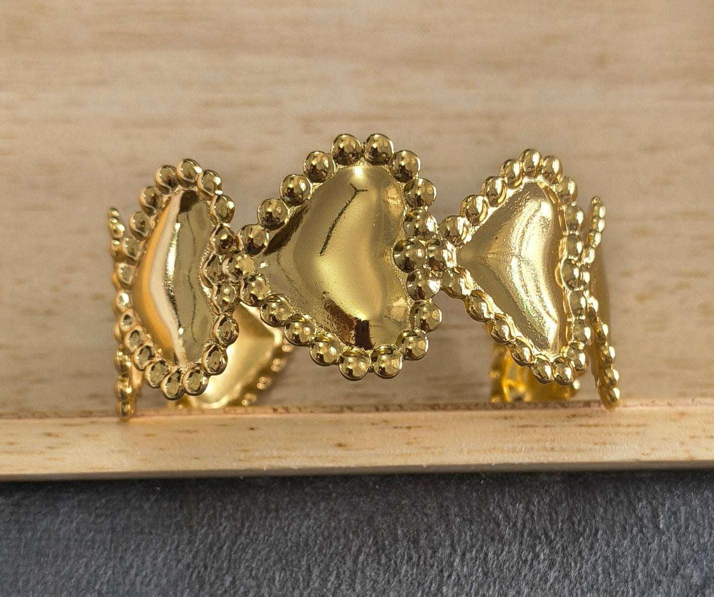 Antitarnish Bold Hearts Cuff Bracelet 18K Gold Plated