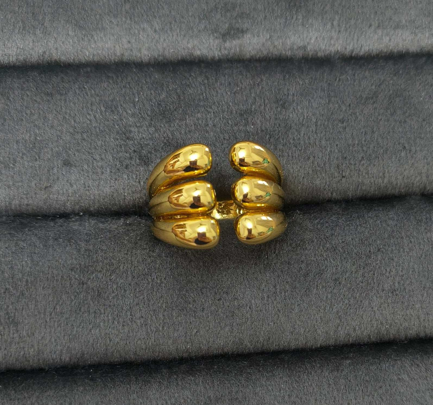 Antitarnish Bright Gold Plated Chunky Hexa Wrap Ring
