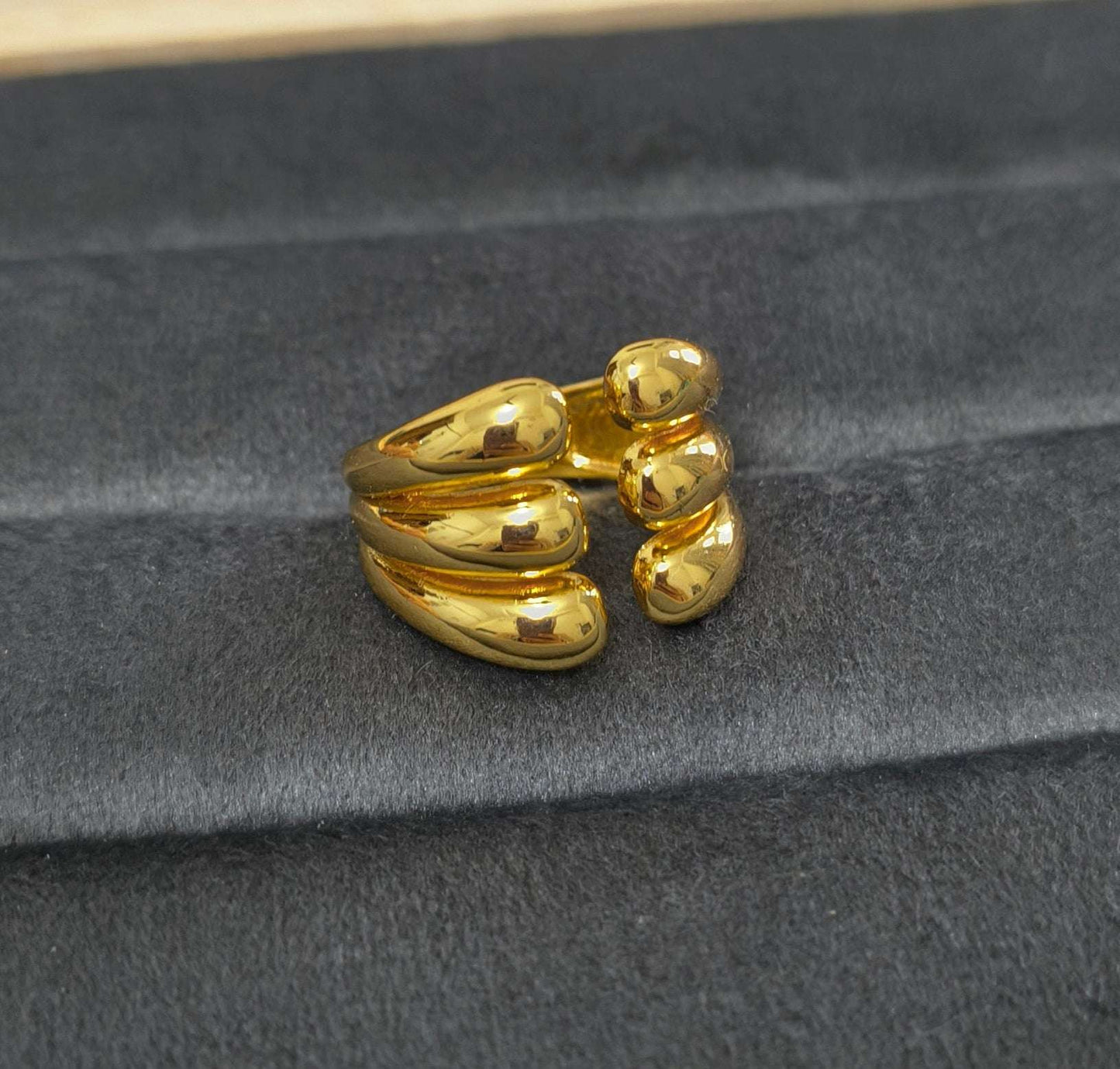 Antitarnish Bright Gold Plated Chunky Hexa Wrap Ring