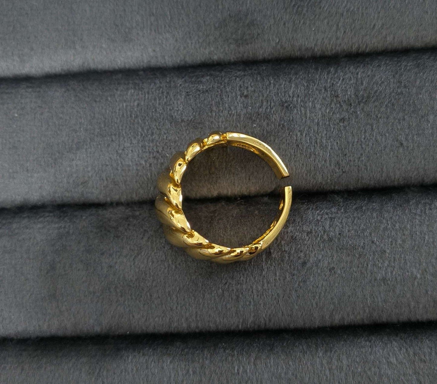 Antitarnish Bright Gold Plated Chunky Twisted Ring