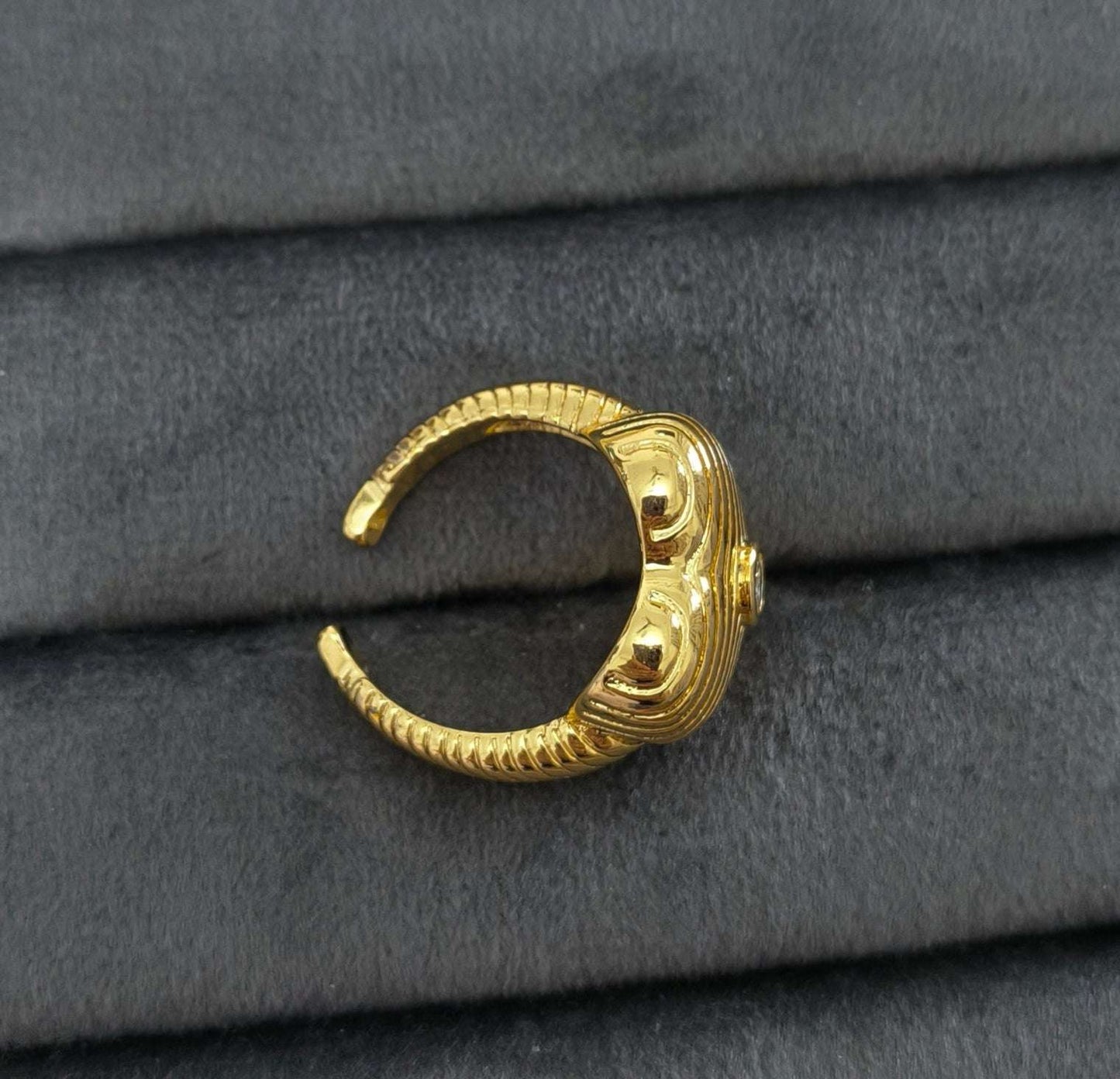 Antitarnish Bright Gold Plated Stone Studded Heart Ring