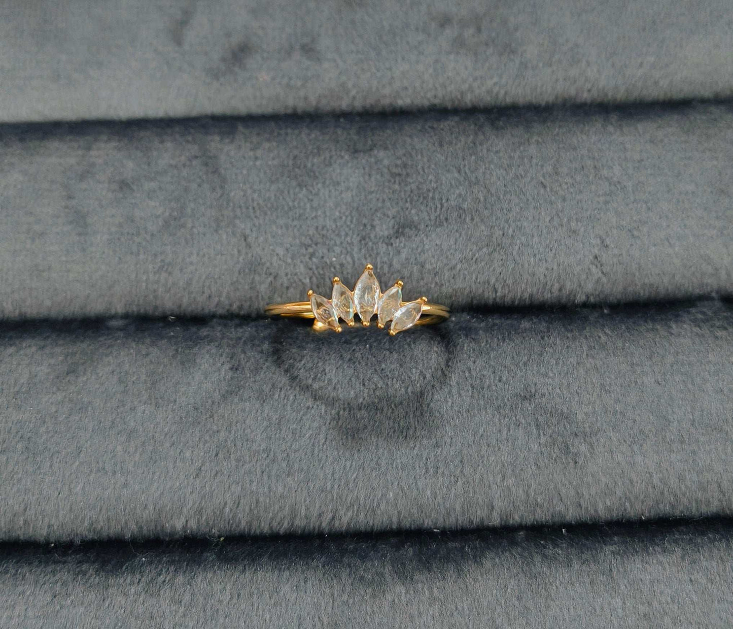 Antitarnish Dainty Crown Solitaire Ring 18K Gold Plated